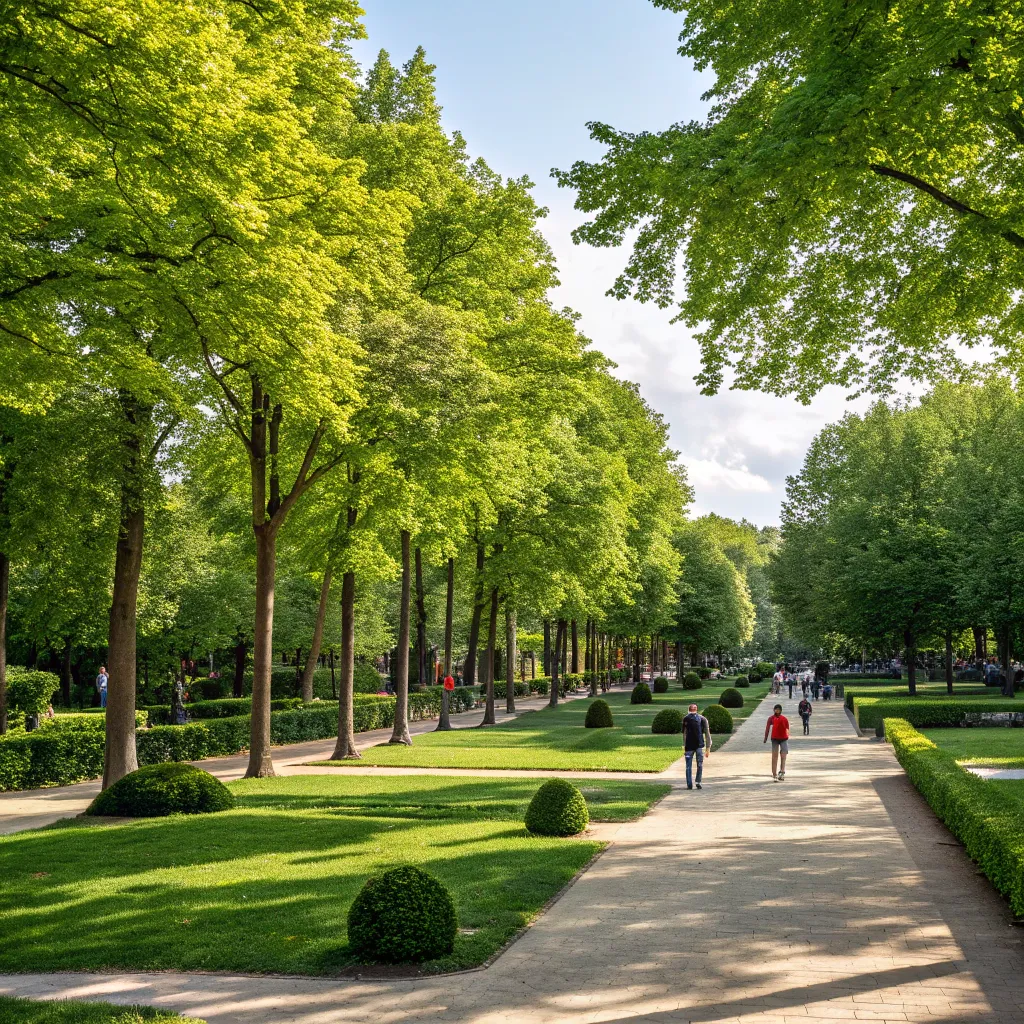 Beautifully landscaped public park with trees and paths